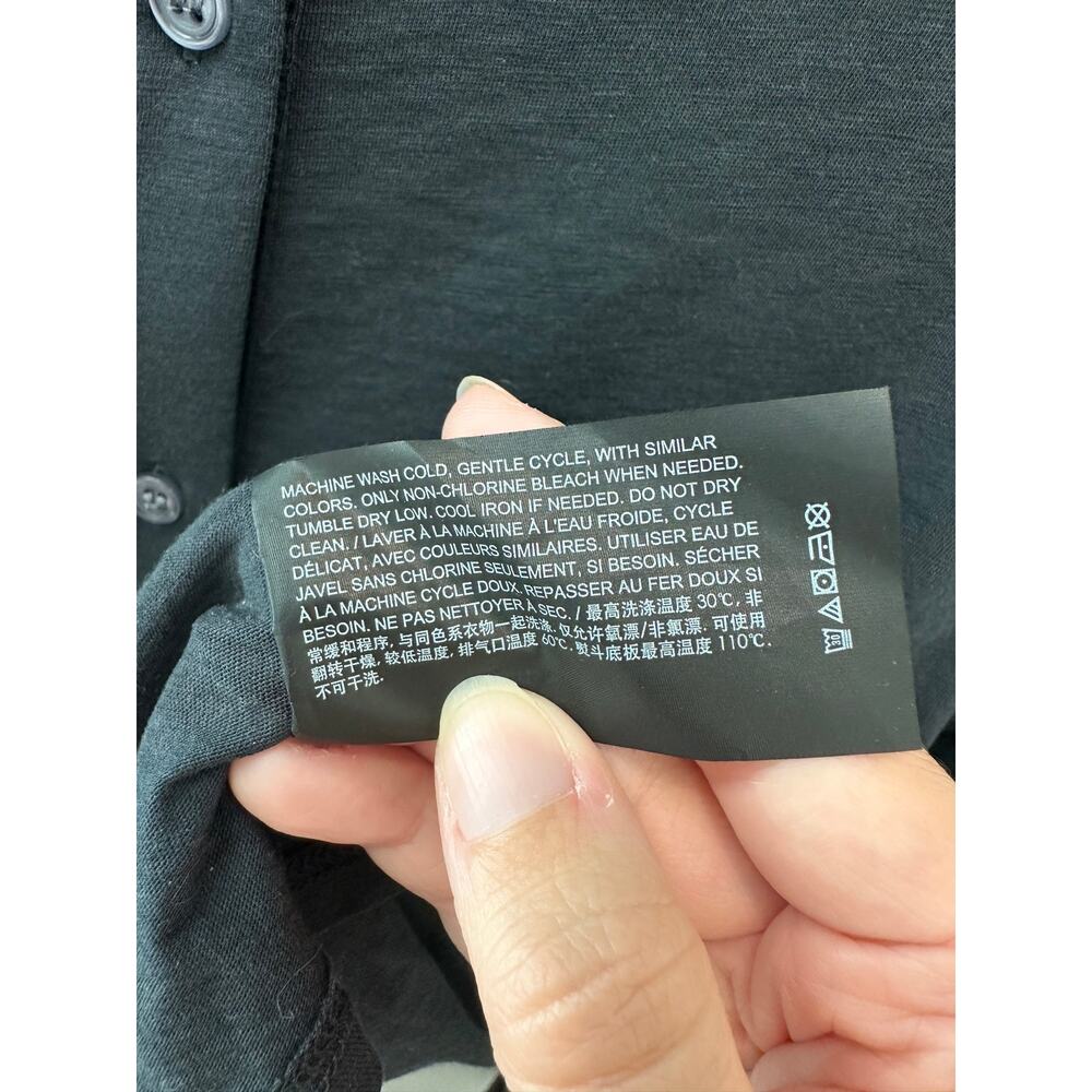 THEORY Sorena Slub Pima Cotton Button Down Shirt Dark Gray Medium Quiet Luxury - Picture 8 of 9